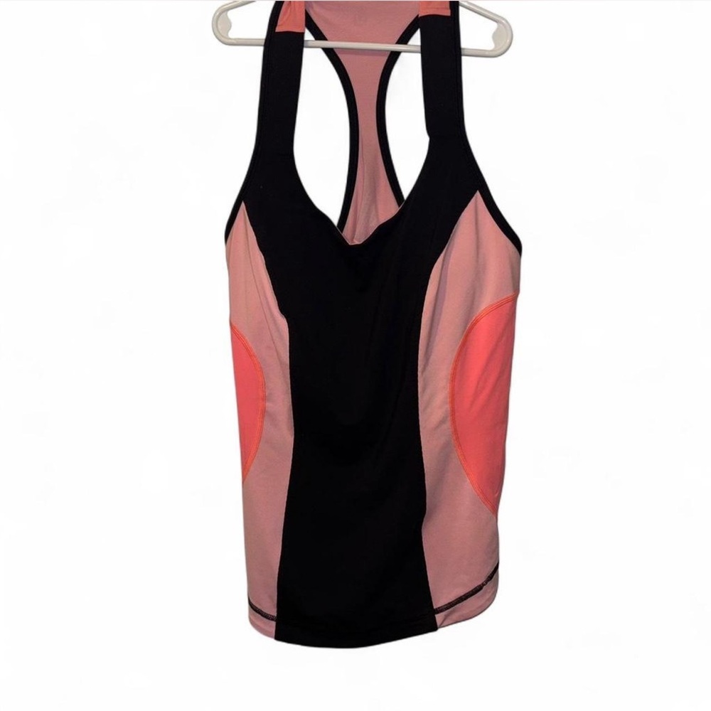Lululemon Black and Pink  cardio kick tank with bra cups